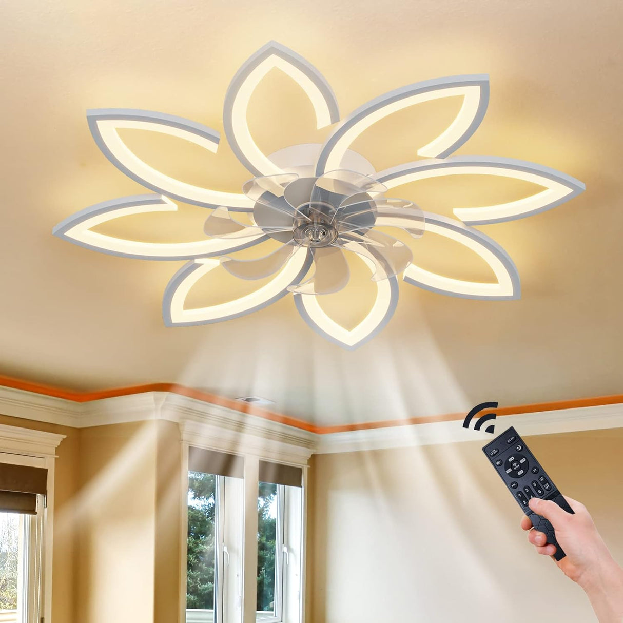 Sleek 90cm Low Profile Ceiling Fan Light with Remote Control, 6 Speeds & 3 Color Options