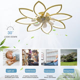 Stylish Gold Ceiling Fan with Integrated Light, 6 Speed Settings, 3 Color Options (90cm)