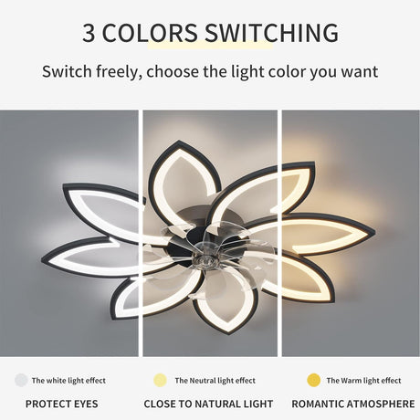 Sleek Low Profile Ceiling Fan Light - 90cm, Black, 6 Speeds, 3 Color Options