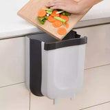 Collapsible Hanging Trash Bin for Kitchen Cabinet - Compact Grey Waste Container