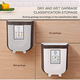 Collapsible Hanging Trash Bin for Kitchen Cabinet - Compact Grey Waste Container