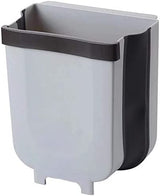 Collapsible Hanging Trash Bin for Kitchen Cabinet - Compact Grey Waste Container