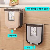 Collapsible Hanging Trash Bin for Kitchen Cabinet - Compact Grey Waste Container