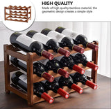 Elegant 3-Tier Bamboo Wine Rack for 12 Bottles