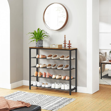 Industrial Chic 4-Shelf Shoe Rack Organizer