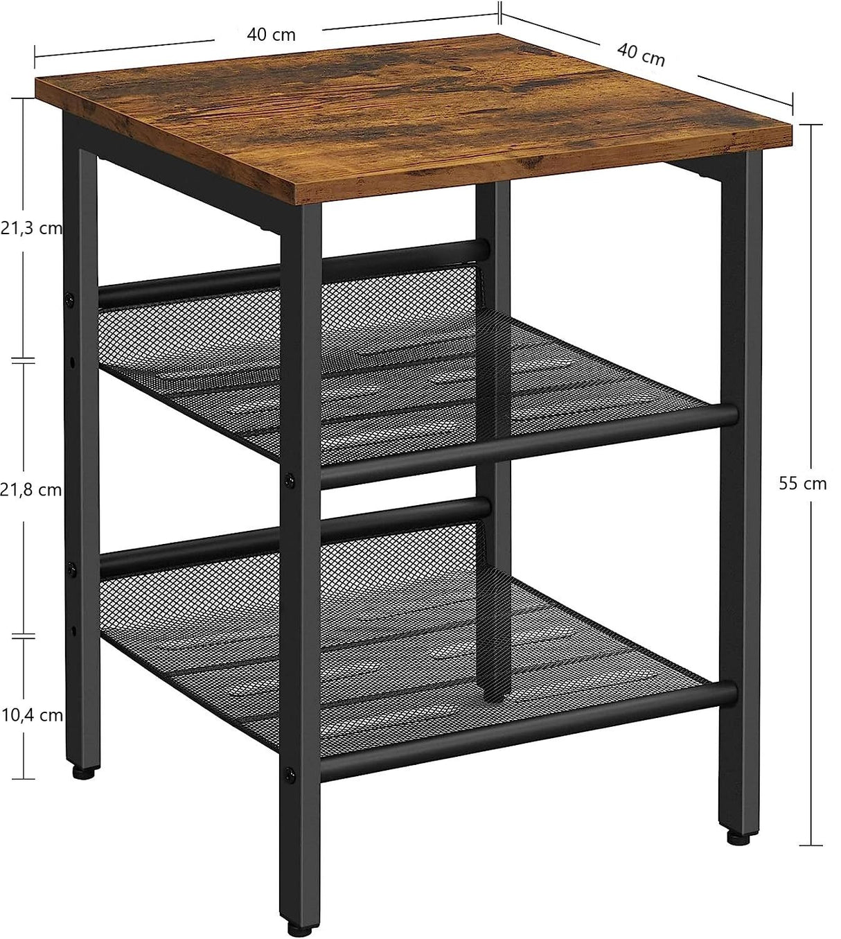 End Table Industrial Side Table Mesh Shelves