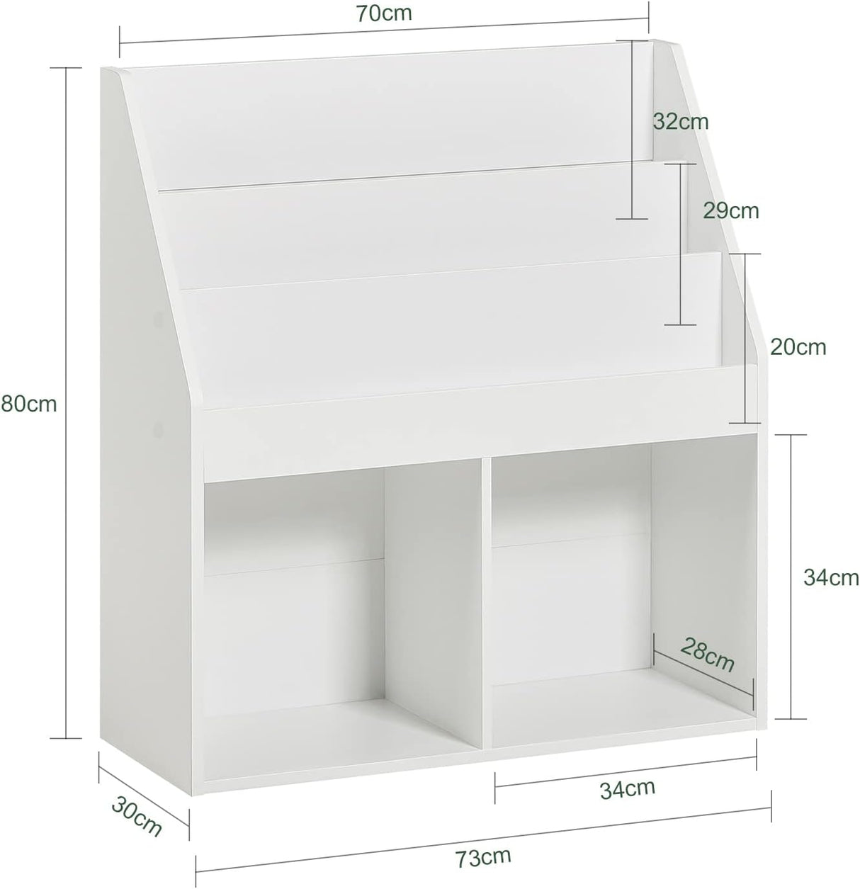 Children's 3-Tier Storage Shelf with 2 Open Compartments