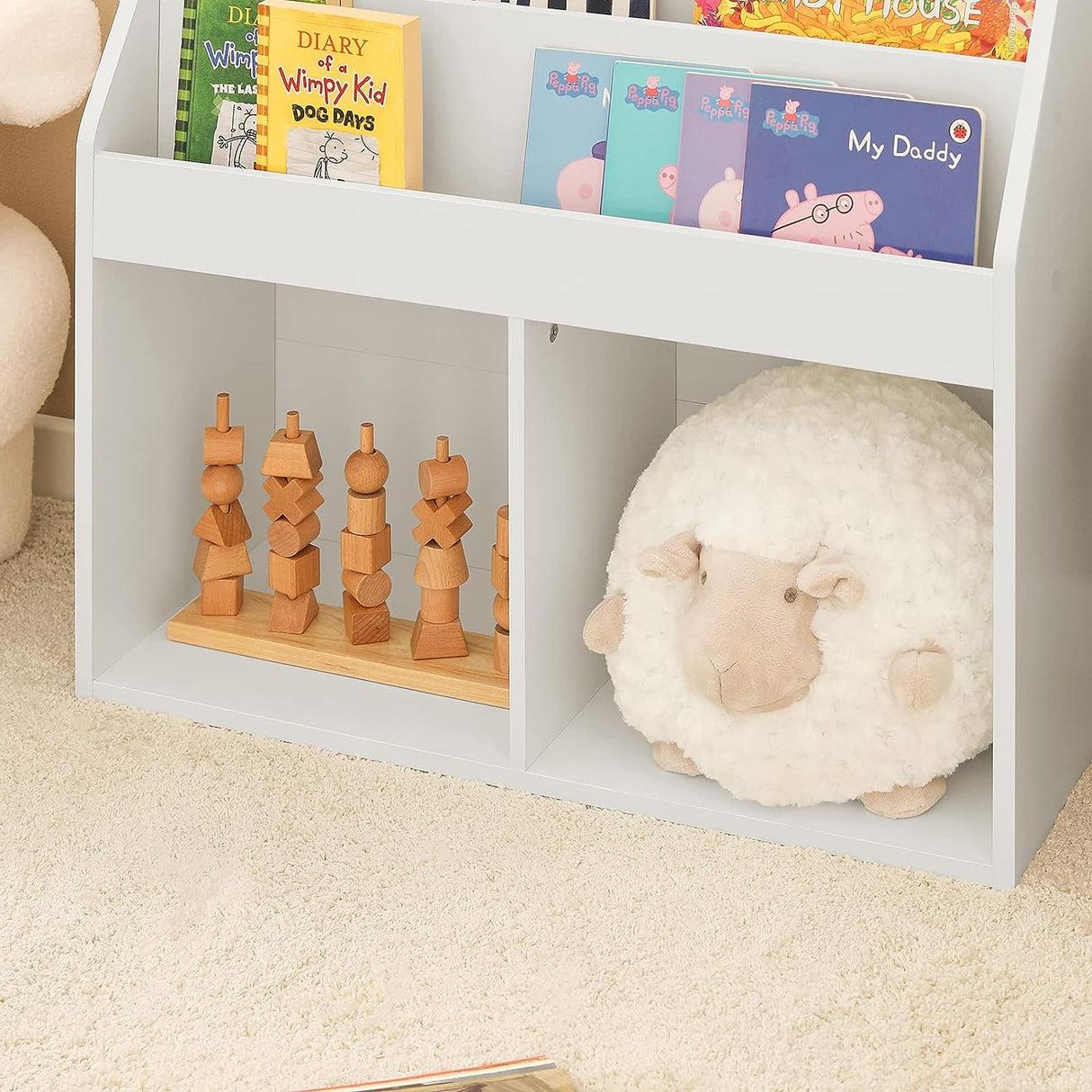 Children's 3-Tier Storage Shelf with 2 Open Compartments