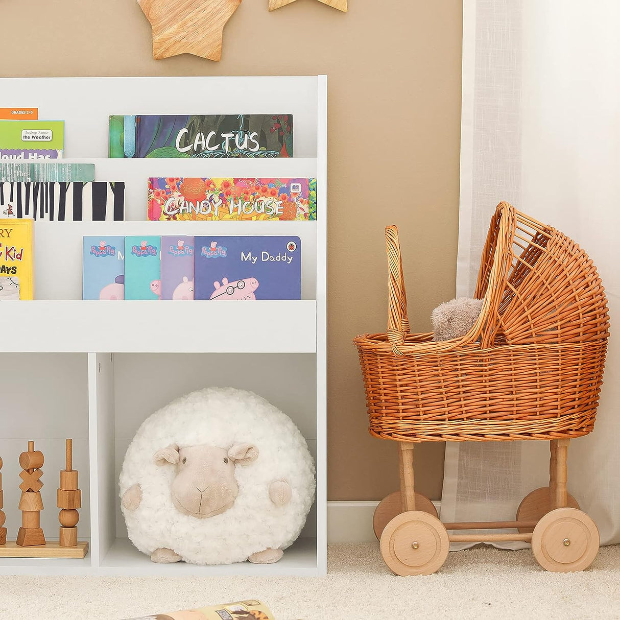 Children's 3-Tier Storage Shelf with 2 Open Compartments