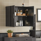 Modern Black Double Door Wall Storage Cabinet