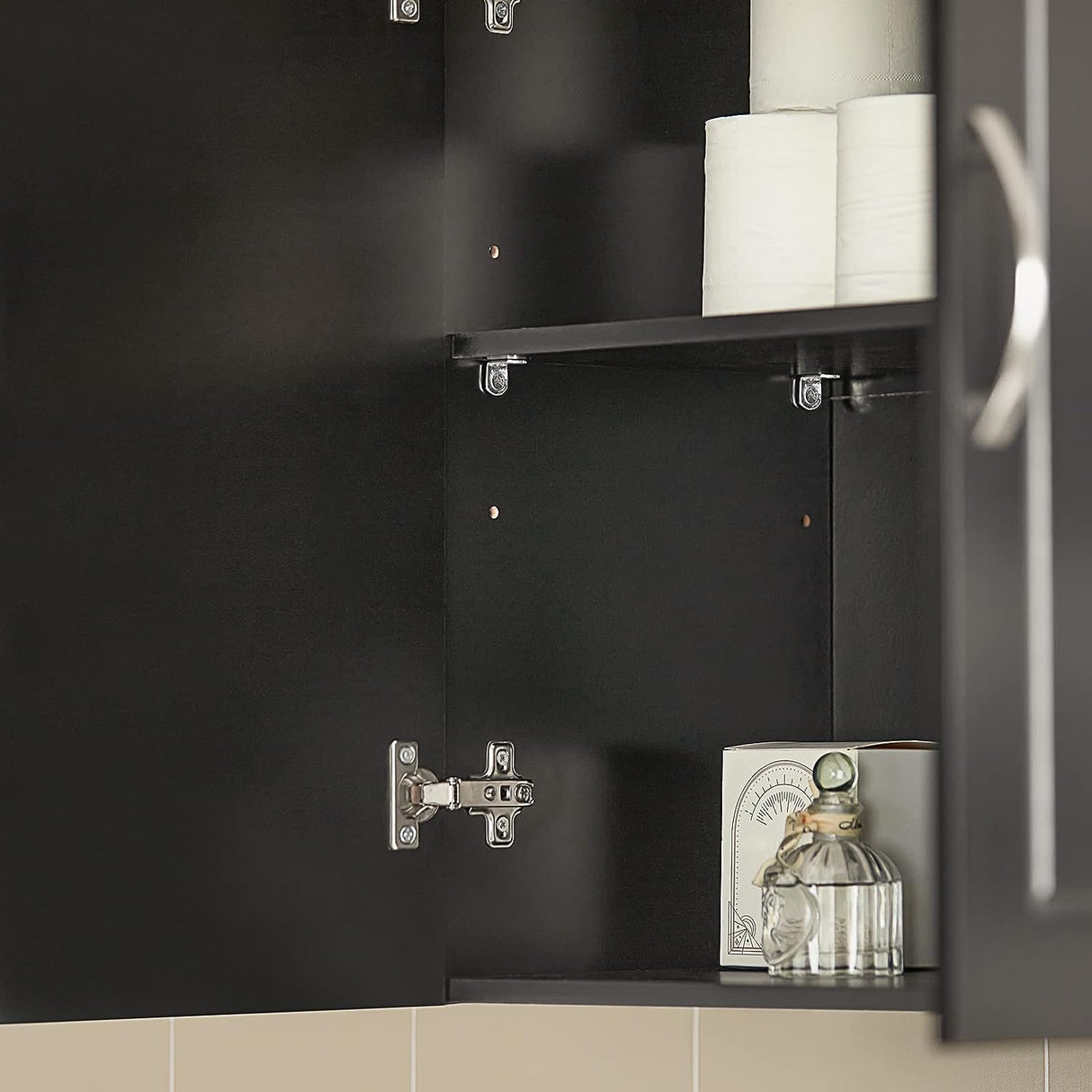 Modern Black Double Door Wall Storage Cabinet