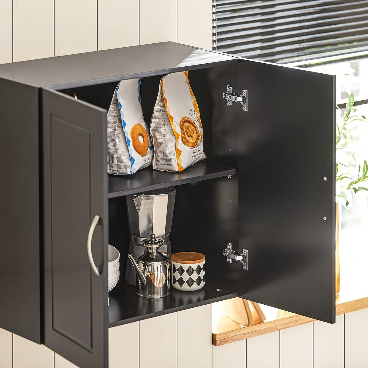 Modern Black Double Door Wall Storage Cabinet