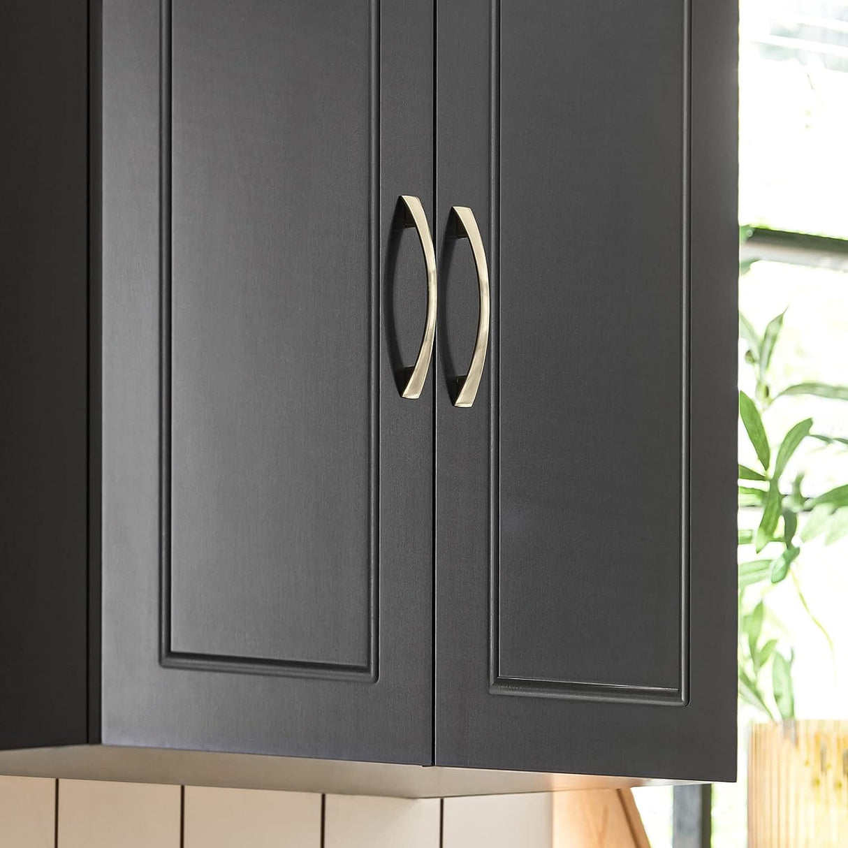 Modern Black Double Door Wall Storage Cabinet