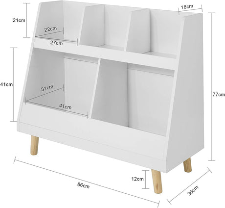 Kids' Multi-Compartment Storage Bookcase – 5 Shelves for Books and Toys