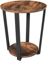 Rustic Industrial Round Coffee Table with Storage