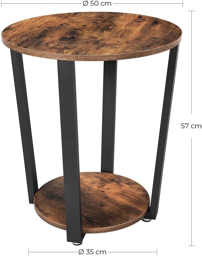 Rustic Industrial Round Coffee Table with Storage