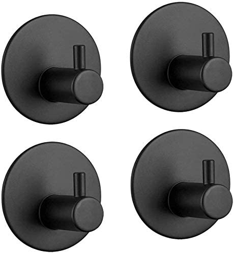 Stainless Steel Self-Adhesive Wall Hooks - 4 Pack for Kitchen and Bathroom Use