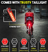 All-Weather Rechargeable LED Bicycle Light Set (1800mAh Battery, IPX4, 2 USB Cables)