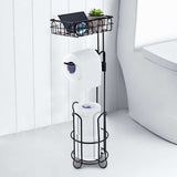 Freestanding Toilet Paper Holder with Shelf and Extra Storage for Bathroom