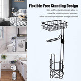 Freestanding Toilet Paper Holder with Shelf and Extra Storage for Bathroom