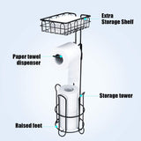 Freestanding Toilet Paper Holder with Shelf and Extra Storage for Bathroom