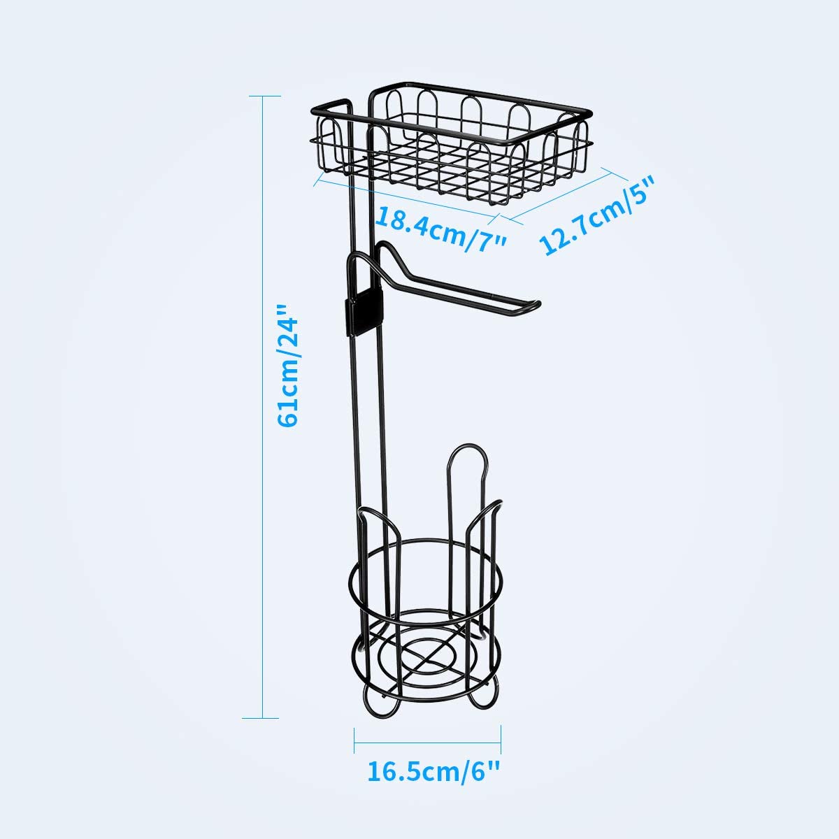 Freestanding Toilet Paper Holder with Shelf and Extra Storage for Bathroom