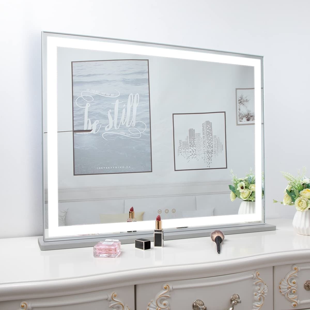 Elegant Hollywood LED Vanity Mirror with Touch Control and Adjustable Color Temperature (72 x 56 cm)