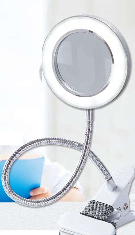 LED 8X Magnifying Lamp with Adjustable Gooseneck and USB Connection for Precision Tasks and Detailed Work