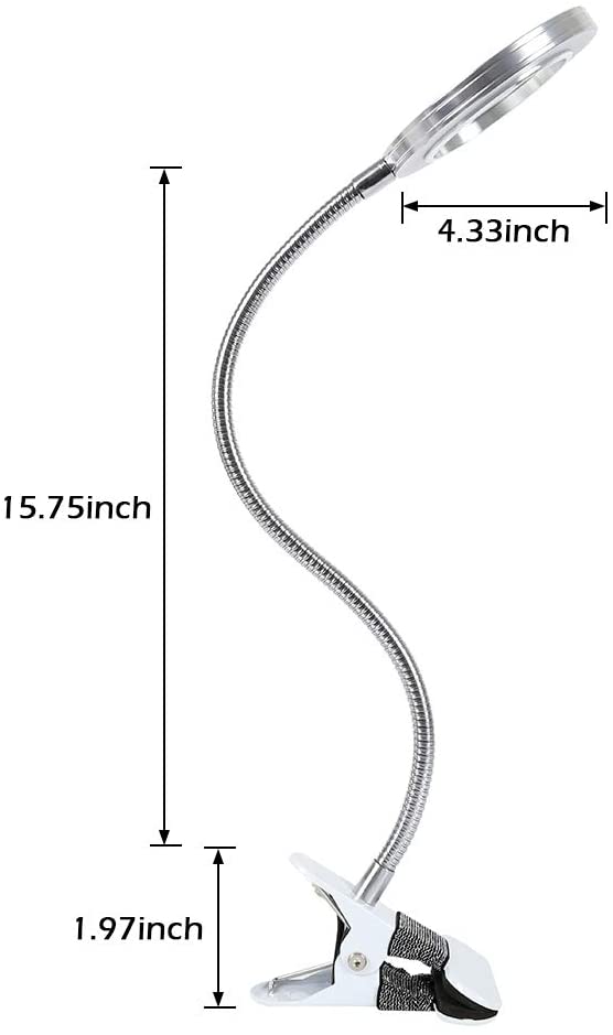 LED 8X Magnifying Lamp with Adjustable Gooseneck and USB Connection for Precision Tasks and Detailed Work