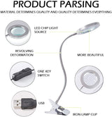 LED 8X Magnifying Lamp with Adjustable Gooseneck and USB Connection for Precision Tasks and Detailed Work