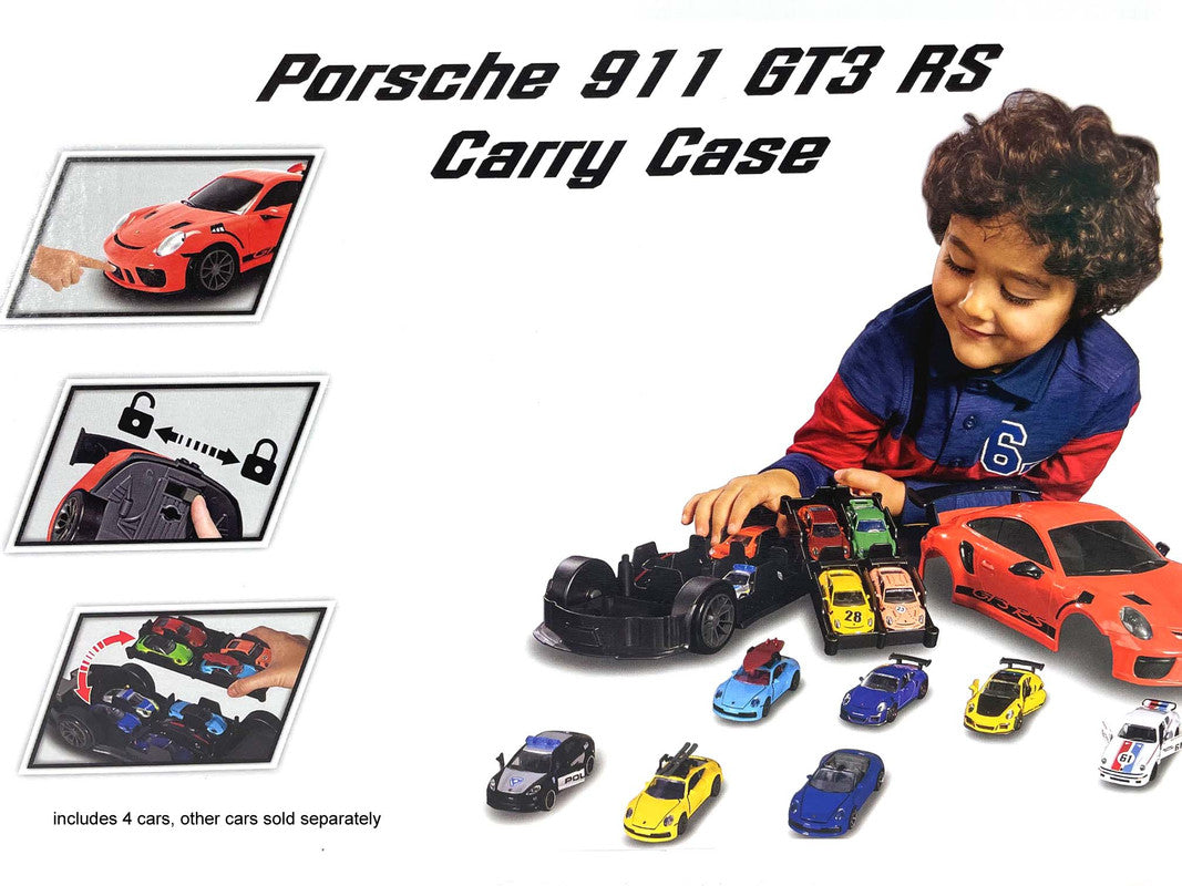 Majorette Porsche 911 GT3 RS Carry Case Playset including 4x Diecast Model Cars