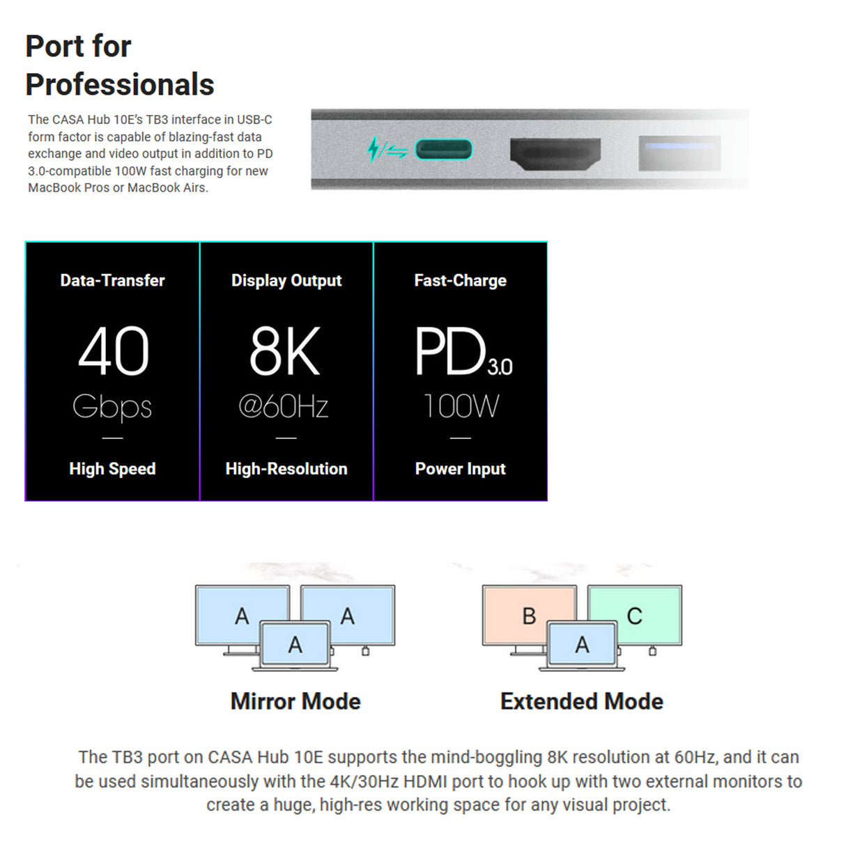 Adam Elements CASA HUB 10E SUPER DOCK USB-C TB3 8K HDMI Macbook Laptop