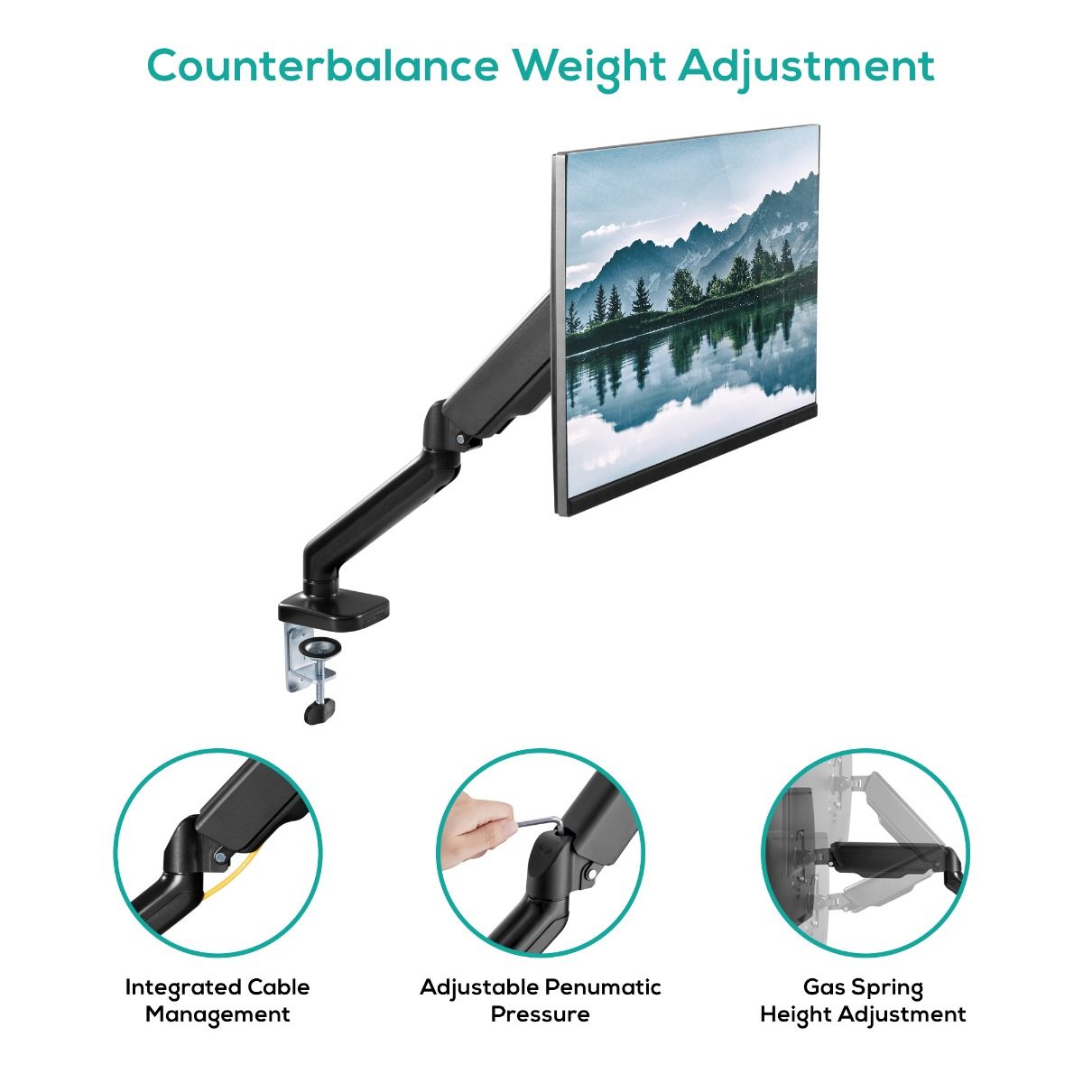 activiva ErgoLife Single Monitor Screen Steel Gas Spring Monitor Arm