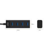 mbeat USB-C to 4-Port 3.0 Hub - Black