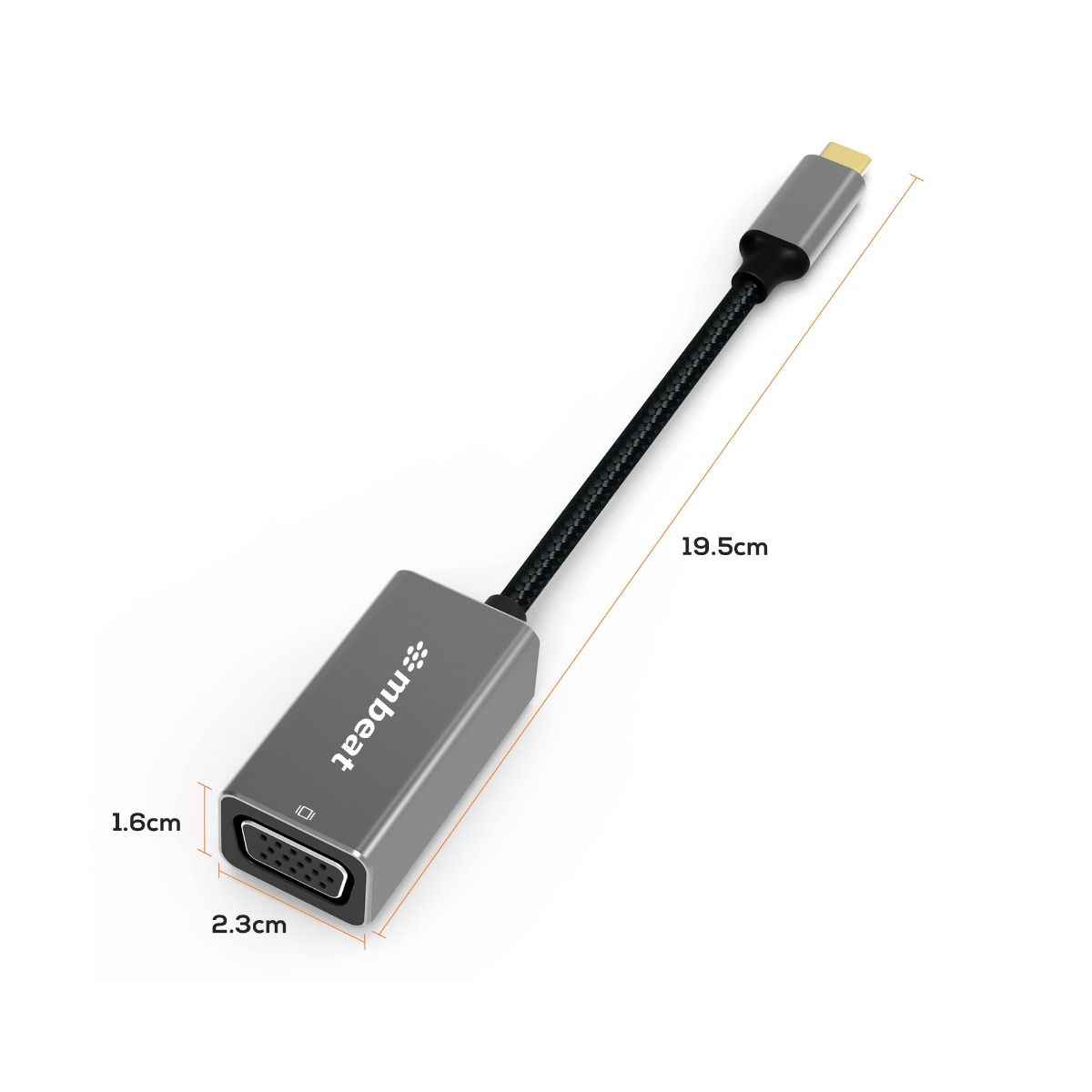 mbeat Elite USB-C to VGA Adapter- Space Grey