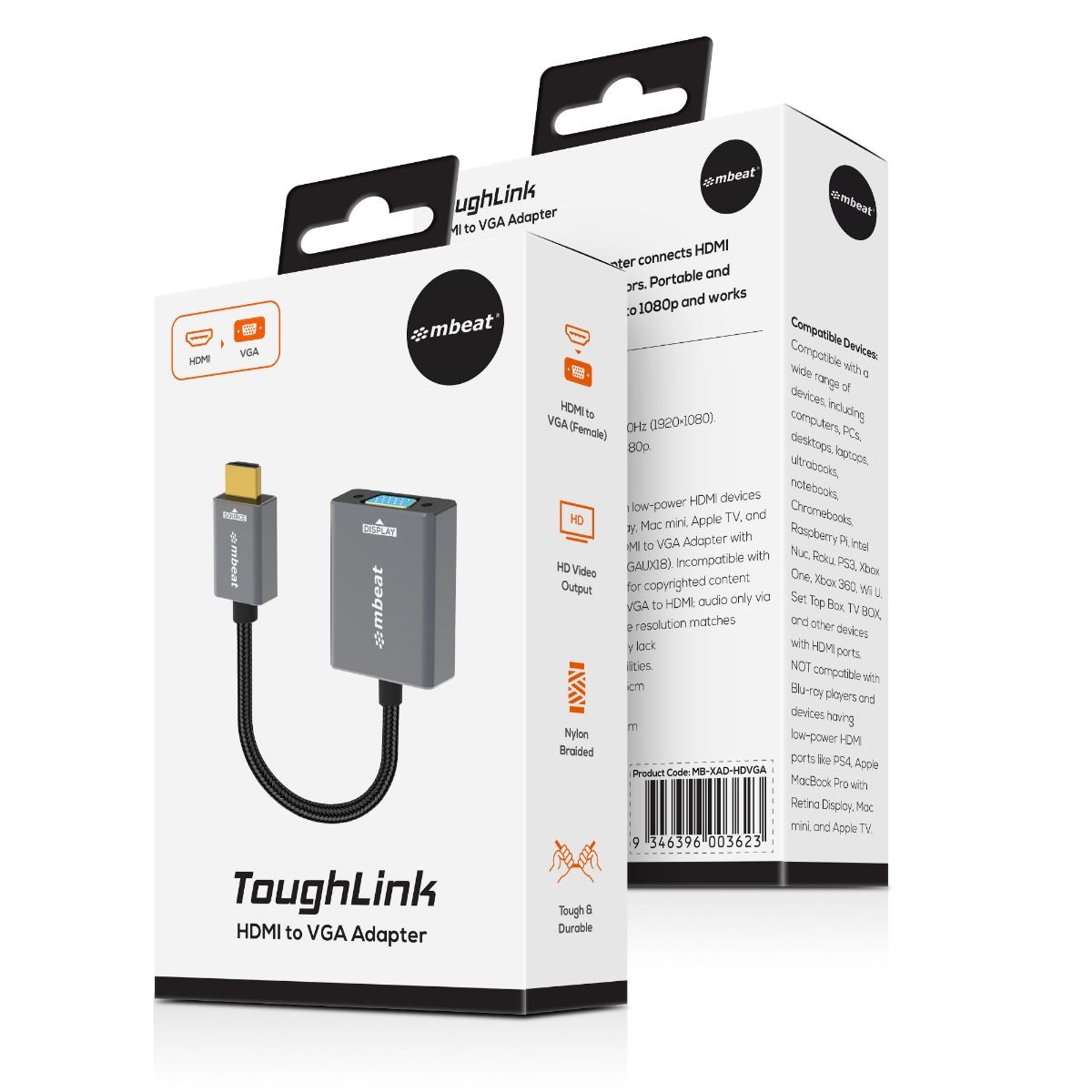 mbeat Tough Link HDMI to VGA Adapter