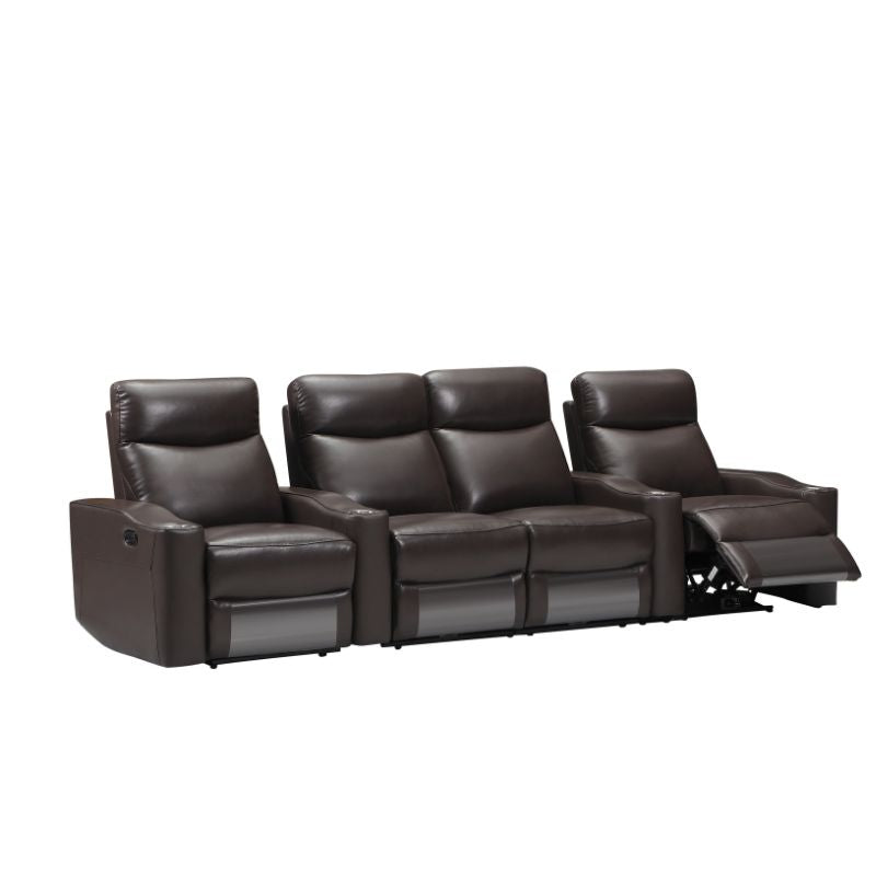 Chicago 4 Seat Home Theatre Lounge with all Electric Recliners & 4 Cup Holders