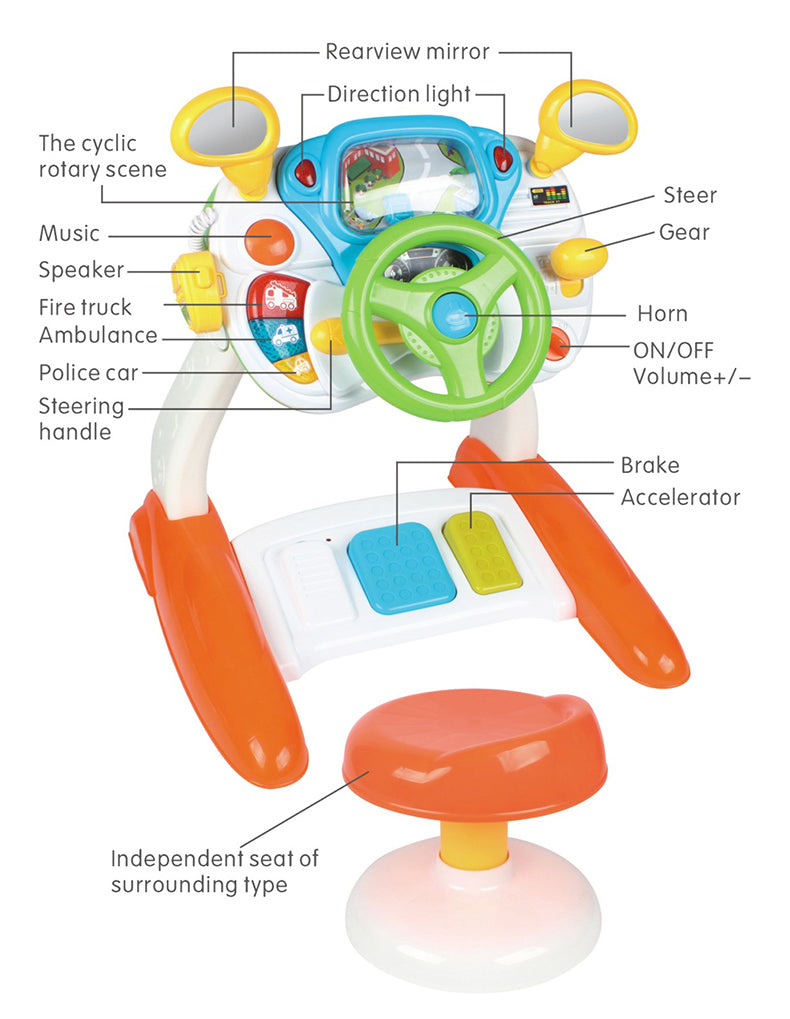 Interactive Baby Driving Simulation Toy with Music and Lights for Sensory Play