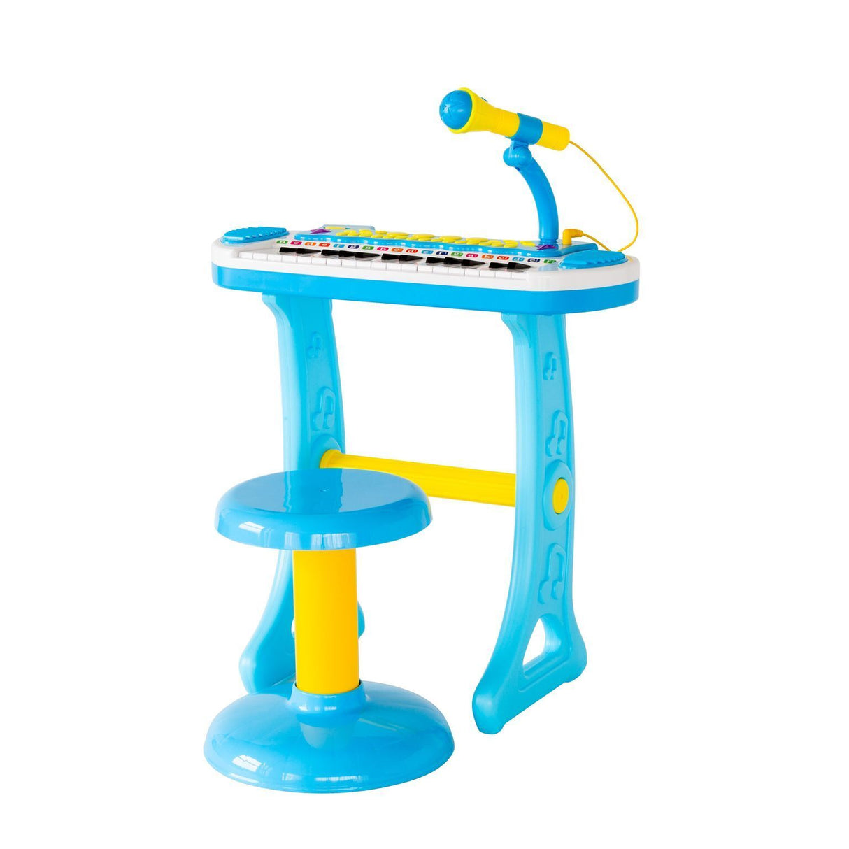 Kids' Musical Electronic Keyboard Set with Microphone and Stand (Blue)