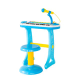 Kids' Musical Electronic Keyboard Set with Microphone and Stand (Blue)