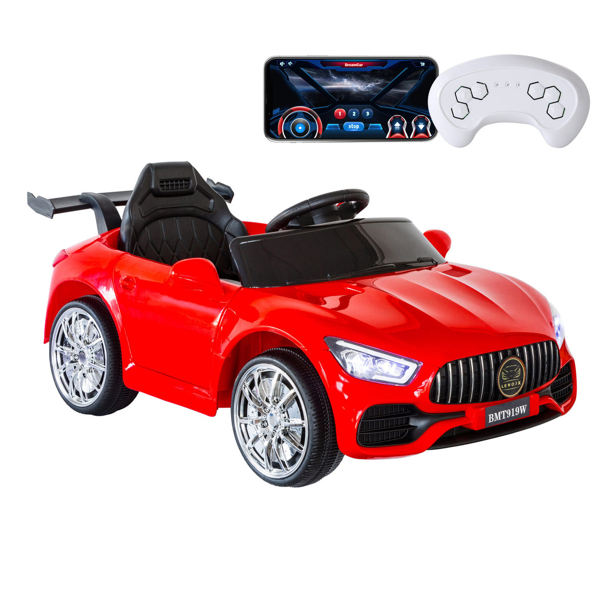 Sleek Red Mercedes-Style Electric Ride-On Car with Parental Remote Control