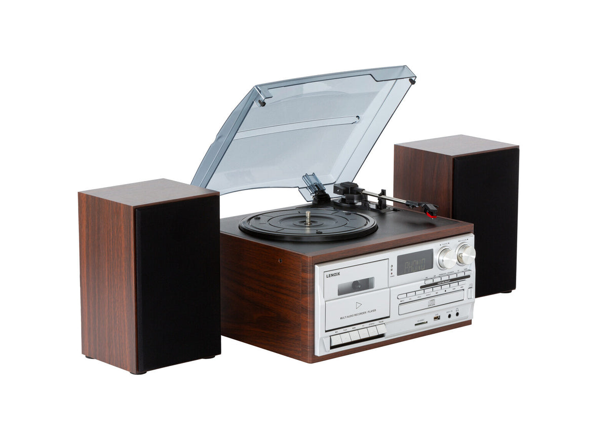 Audio Home Entertainment System (Brown) Turntable, CDs, Vinyl, Wireless Streaming & More