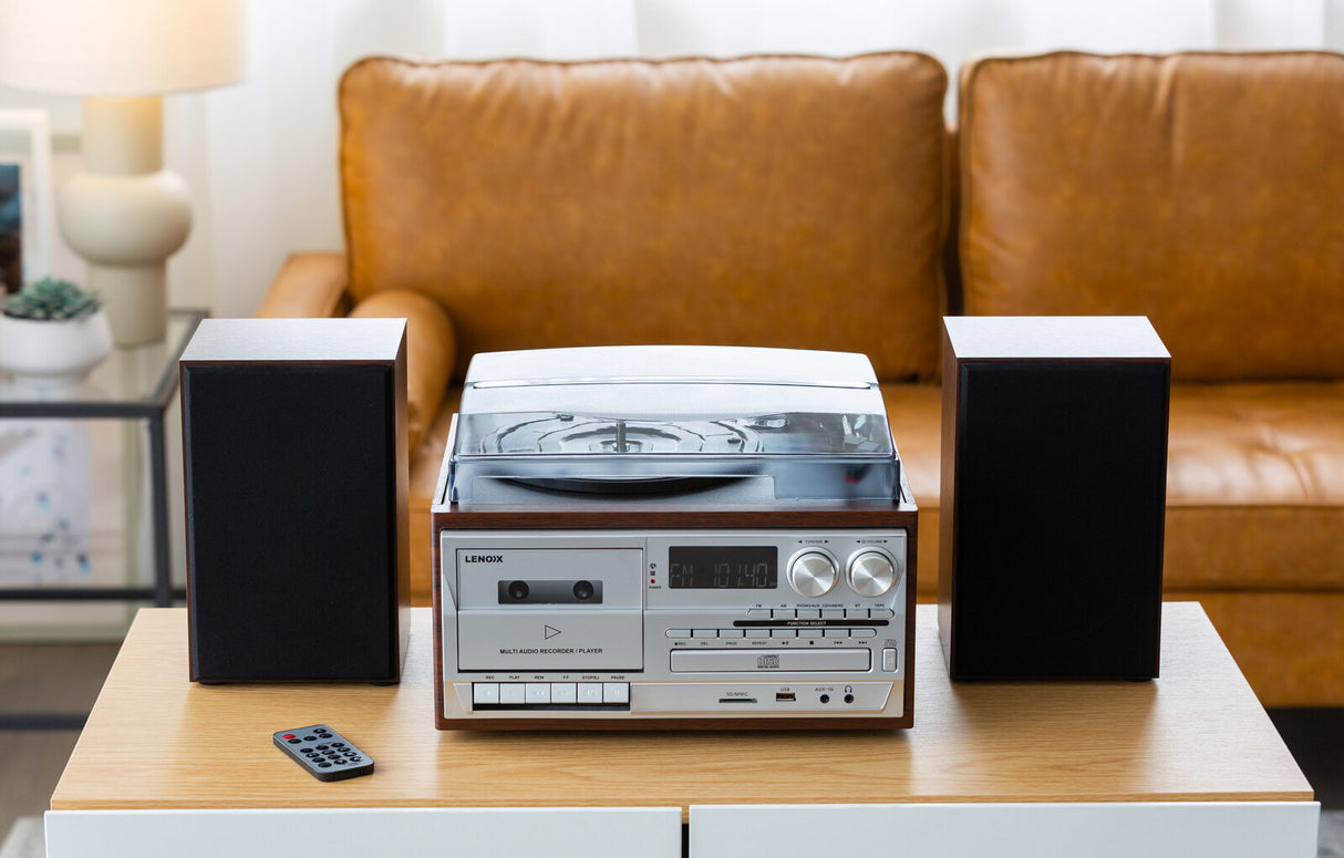 Audio Home Entertainment System (Brown) Turntable, CDs, Vinyl, Wireless Streaming & More