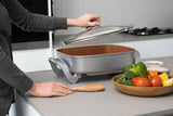 Copper Electric Fry Pan for Cooking, 9.1L Capacity, Non-Stick