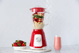 500W Red Glass Blender with Dual Speed Control and 1.5L Capacity