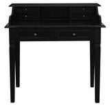 Winston 6 Drawer Solid Timber Writing Desk (Black)