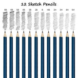 72pcs Professional Drawing Artist Kit Set Pencils and Sketch Charcoal Art Tools