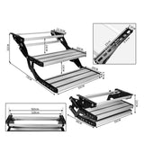 Aluminium Double Caravan Step Pull Out Folding Steps For Road RV Camper Trailer - Front View