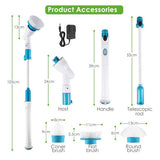 10PCS Rechargeable Spin Scrubber Electric Turbo Scrub Cleaning Brush Cordless Kit