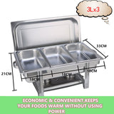 9L Chafing Dish Set Buffet Pan Bain Marie Bow Stainless Steel Food Warmer (3x3L)